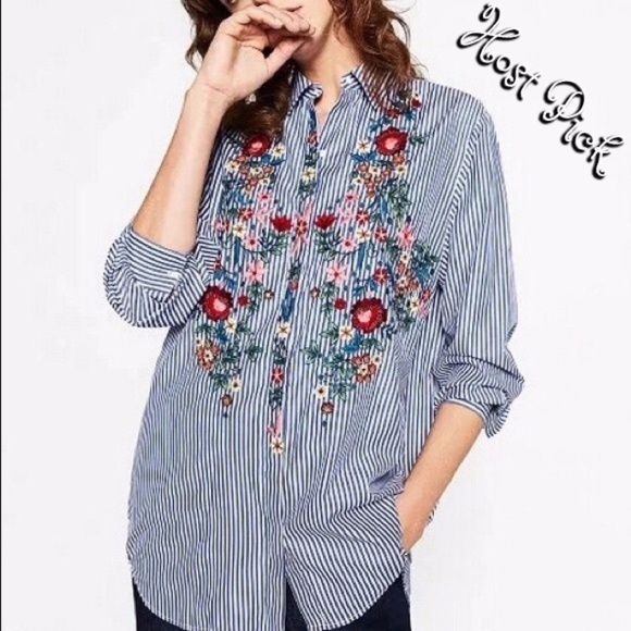 Host Pick!  Floral Striped Button Down Shirt - Picture 1 of 6